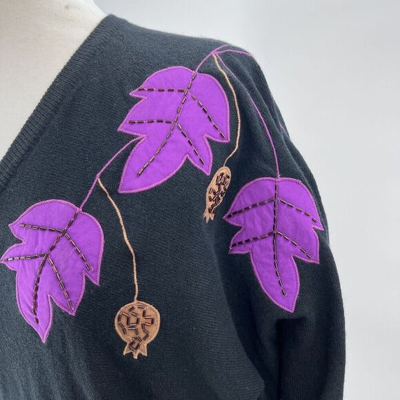 Vintage Esteban by Gary Worth Black Wool Angora V-Neck Sweater - Picture 2 of 5